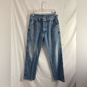 VTG Relaxed Fit Faded Blue Denim Mid Rise Straight Leg Boyfriend Jeans Size 29